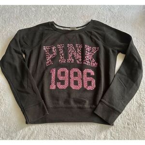 Victoria’s Secret PINK animal print black & hot pink crewneck sweatshirt - 1989